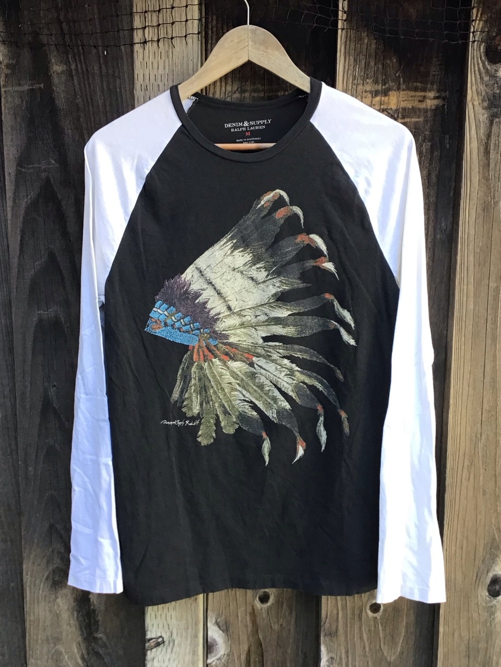Ralph Lauren Denim And Supply Graphic Raglan Shirt Native Indian Head Medium